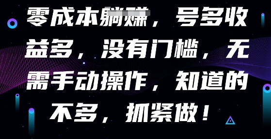 零成本全自动，号多收益多，没有门槛，无需手动-智联云境网络科技工作室