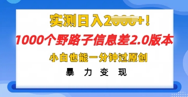 2025抖音1000个野路子信息差最新玩法，一分钟过原创，暴力变现月入几k-智联云境网络科技工作室