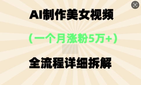 AI制作美⼥视频，⼀个⽉涨粉5万，全流程详细拆解-智联云境网络科技工作室