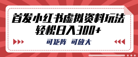首发小红书虚拟资料玩法,可矩阵,可放大,轻松日入3张-智联云境网络科技工作室