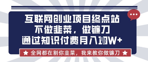 互联网创业尽头-不做韭菜，做镰刀，通过知识付费月入10个【揭秘】-智联云境网络科技工作室