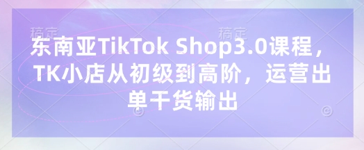 东南亚TikTok Shop3.0课程,TK小店从初级到高阶,运营出单干货输出-智联云境网络科技工作室