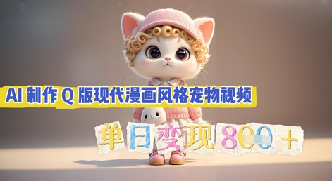 AI制作Q版现代漫画风格宠物视频，单日变现几张-智联云境网络科技工作室